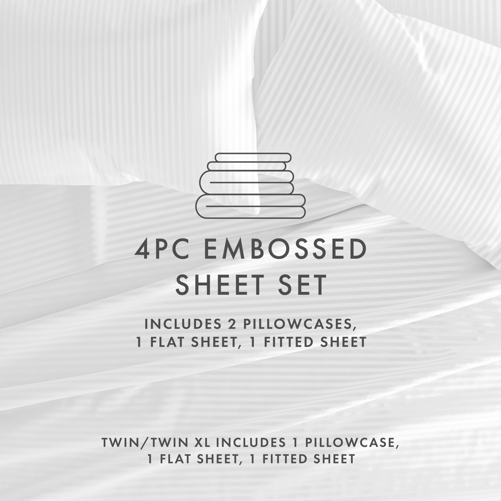 Embossed Microfiber Sheet Set - Striped Pattern