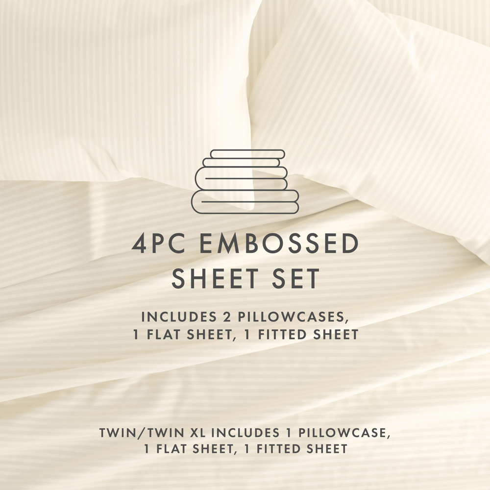 Embossed Microfiber Sheet Set - Striped Pattern