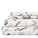 California King Botanical Light Gray 100% Cotton Flannel Sheet Set in Timeless Patterns