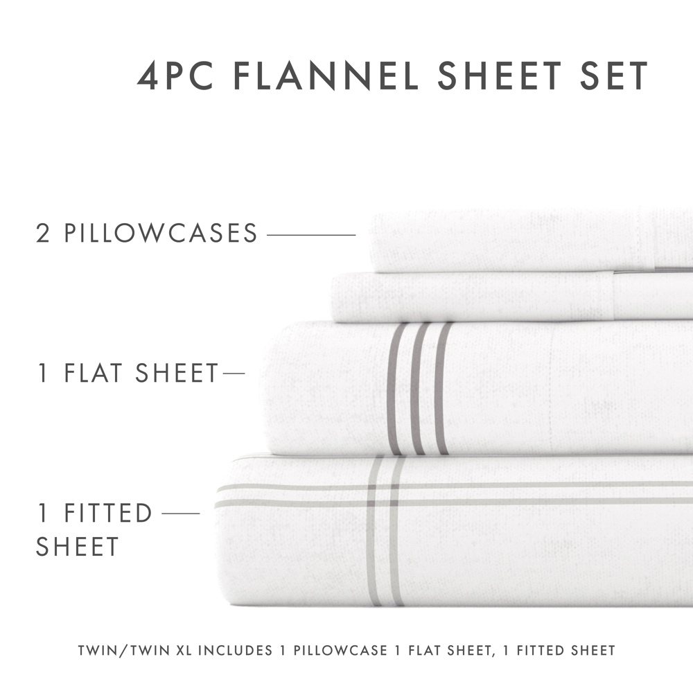 100% Cotton Flannel Sheet Set in Timeless Patterns