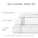 King Checkered Gray 100% Cotton Flannel Sheet Set in Timeless Patterns