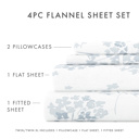 California King Flower Bunch Light Blue 100% Cotton Flannel Sheet Set in Timeless Patterns