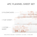 California King Flower Bunch Pink 100% Cotton Flannel Sheet Set in Timeless Patterns