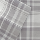 California King Plaid Light Gray 100% Cotton Flannel Sheet Set in Timeless Patterns