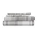 California King Plaid Light Gray 100% Cotton Flannel Sheet Set in Timeless Patterns