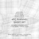 California King Plaid Light Gray 100% Cotton Flannel Sheet Set in Timeless Patterns