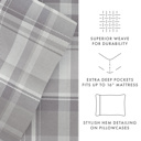 California King Plaid Light Gray 100% Cotton Flannel Sheet Set in Timeless Patterns