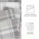 California King Plaid Light Gray 100% Cotton Flannel Sheet Set in Timeless Patterns