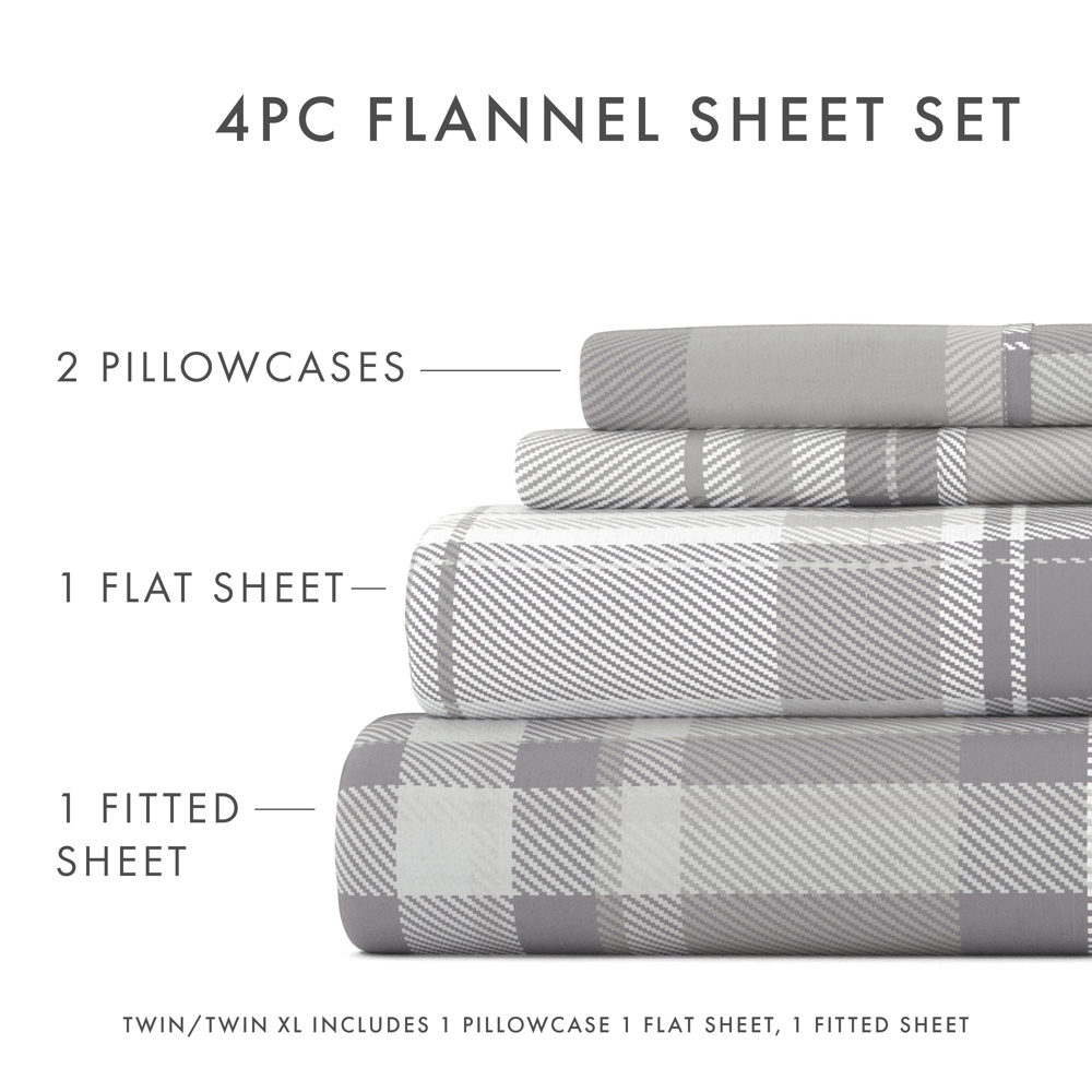 100% Cotton Flannel Sheet Set in Timeless Patterns