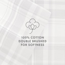 Queen Plaid Light Gray 100% Cotton Flannel Sheet Set in Timeless Patterns