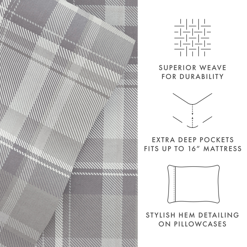 100% Cotton Flannel Sheet Set in Timeless Patterns