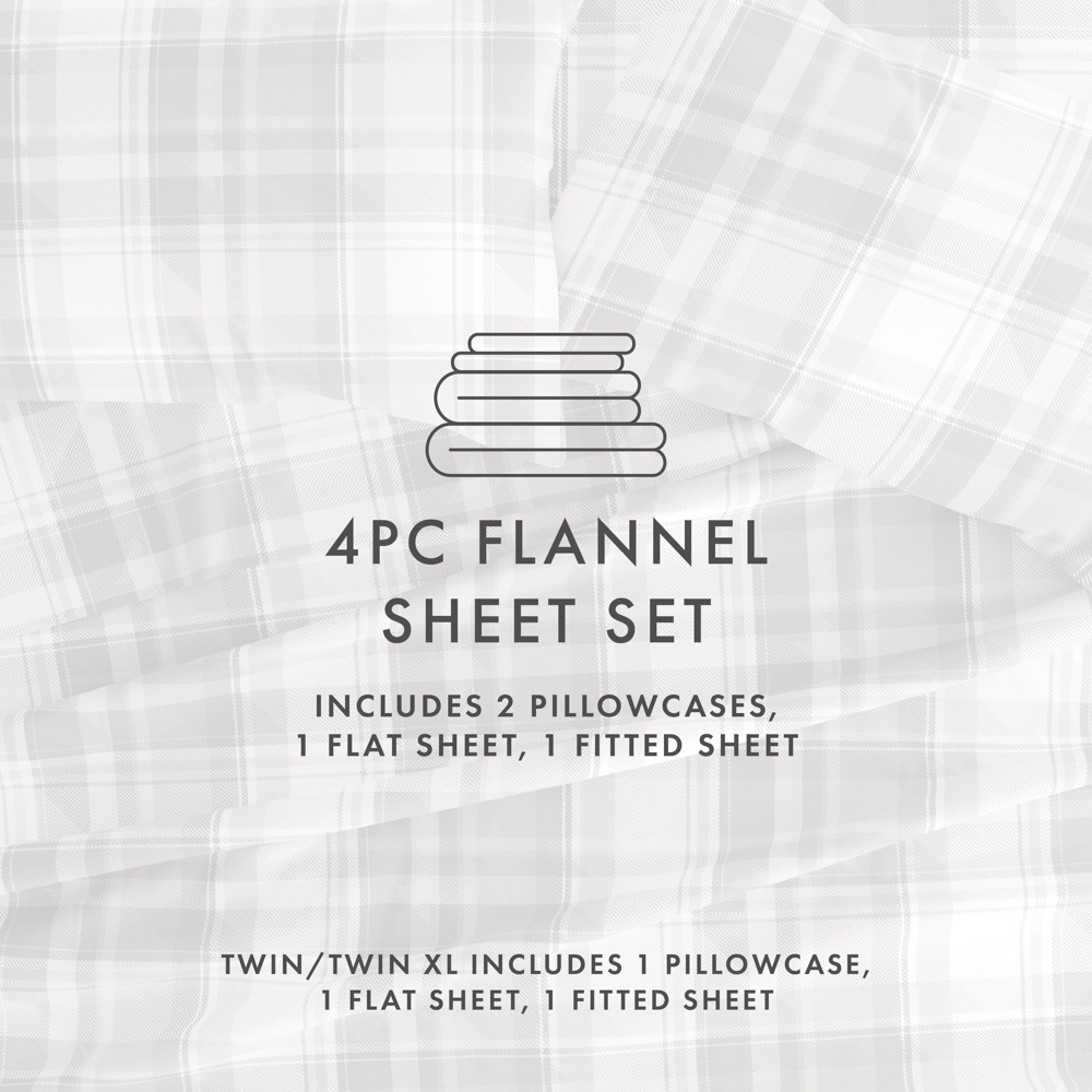 100% Cotton Flannel Sheet Set in Timeless Patterns