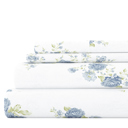 California King Rose Bunch Light Blue 100% Cotton Flannel Sheet Set in Timeless Patterns