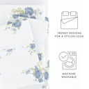 California King Rose Bunch Light Blue 100% Cotton Flannel Sheet Set in Timeless Patterns