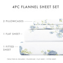 California King Rose Bunch Light Blue 100% Cotton Flannel Sheet Set in Timeless Patterns