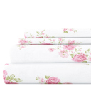 California King Rose Bunch Pink 100% Cotton Flannel Sheet Set in Timeless Patterns