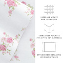 California King Rose Bunch Pink 100% Cotton Flannel Sheet Set in Timeless Patterns