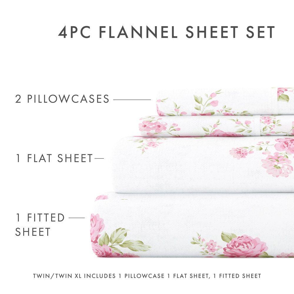 100% Cotton Flannel Sheet Set in Timeless Patterns