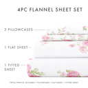 California King Rose Bunch Pink 100% Cotton Flannel Sheet Set in Timeless Patterns