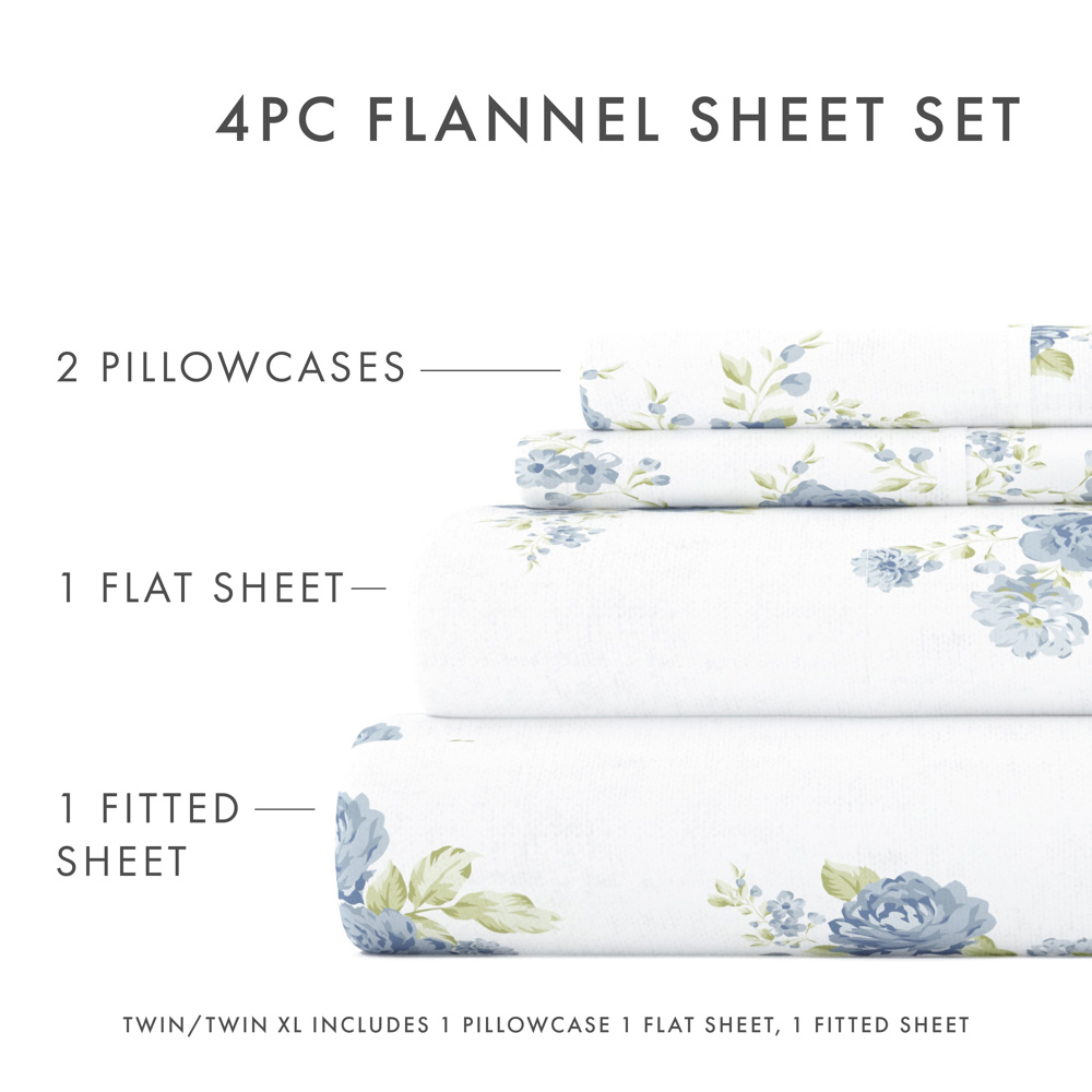 100% Cotton Flannel Sheet Set in Timeless Patterns