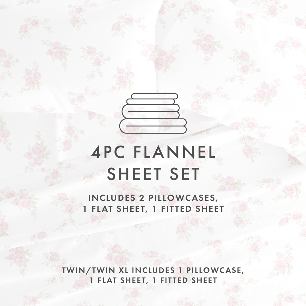 100% Cotton Flannel Sheet Set in Timeless Patterns