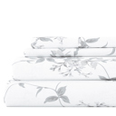 California King Sylvan Rose Gray 100% Cotton Flannel Sheet Set in Timeless Patterns