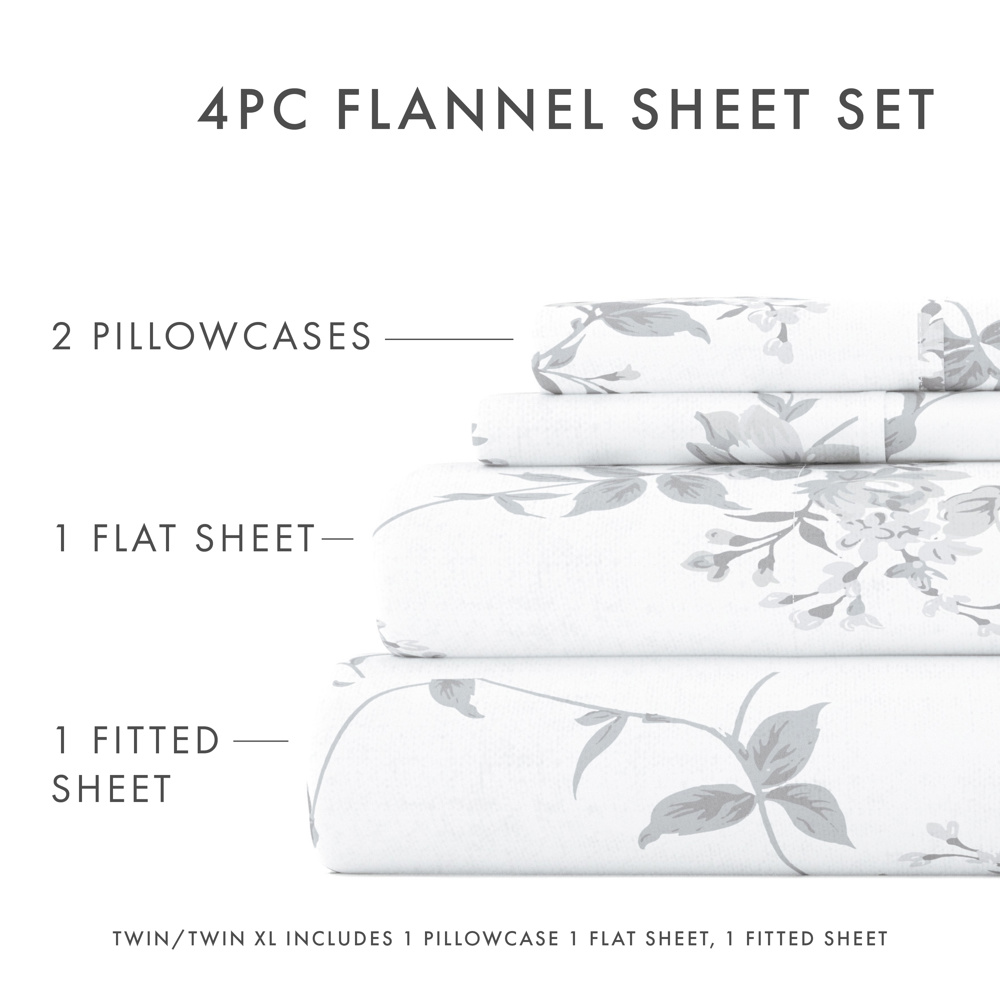 100% Cotton Flannel Sheet Set in Timeless Patterns