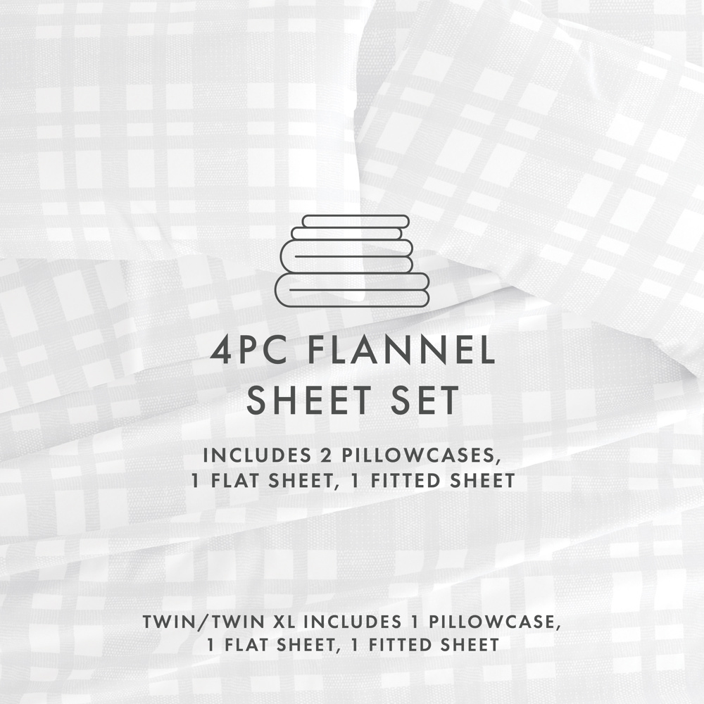 100% Cotton Flannel Sheet Set in Timeless Patterns