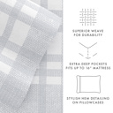 California King Woven Light Blue 100% Cotton Flannel Sheet Set in Timeless Patterns