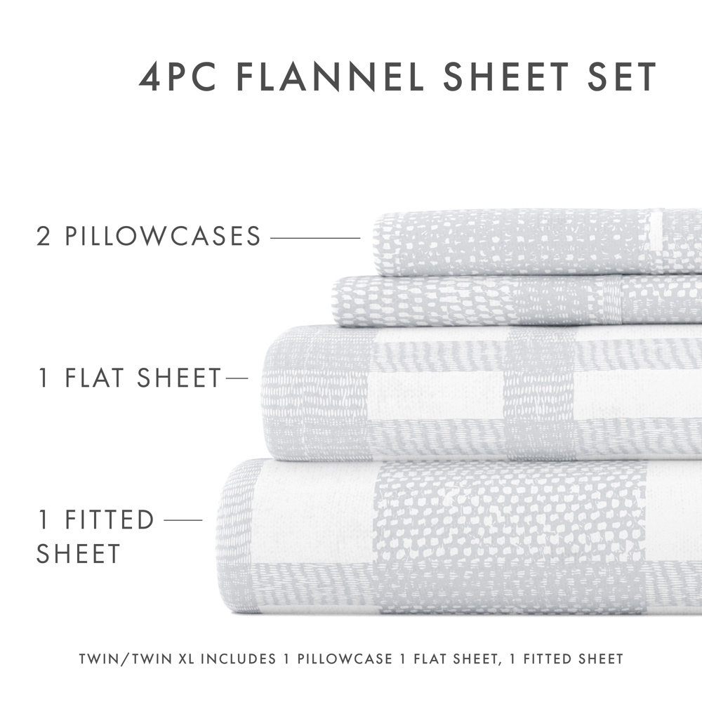 100% Cotton Flannel Sheet Set in Timeless Patterns