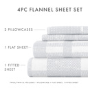 King Woven Light Blue 100% Cotton Flannel Sheet Set in Timeless Patterns