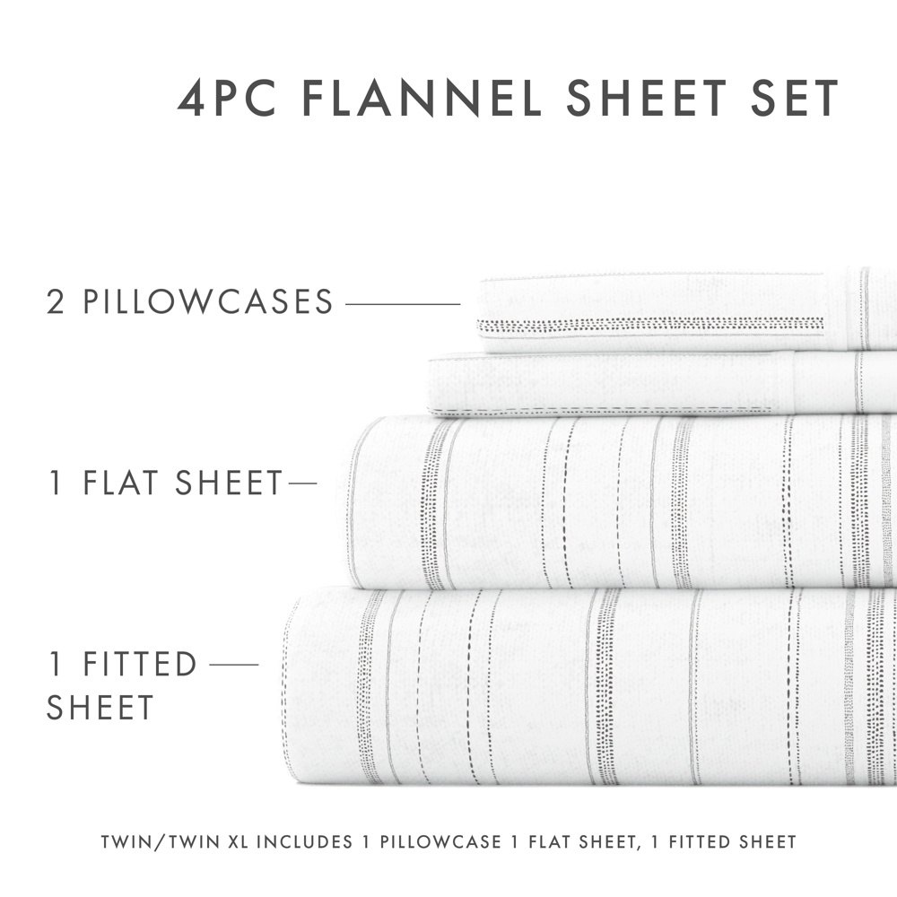 100% Cotton Flannel Sheet Set in Timeless Patterns