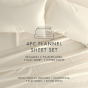 California King Ivory 100% Cotton Flannel Sheet Set in Solid Colors