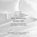 California King White 100% Cotton Flannel Sheet Set in Solid Colors