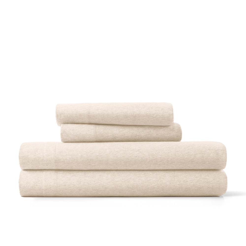 Jersey Knit Sheets - 100% Cotton - Ultra Soft - 4 Piece Sheet Set - Four Way Stretch