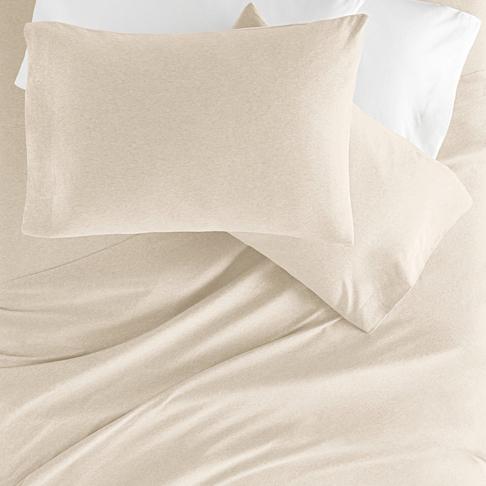 Jersey Knit Sheets - 100% Cotton - Ultra Soft - 4 Piece Sheet Set - Four Way Stretch