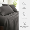 Full/Double Gray Jersey Knit Sheets - 100% Cotton - Ultra Soft - 4 Piece Sheet Set - Four Way Stretch