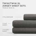 Full/Double Gray Jersey Knit Sheets - 100% Cotton - Ultra Soft - 4 Piece Sheet Set - Four Way Stretch