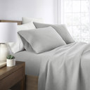 Full/Double Light Gray Jersey Knit Sheets - 100% Cotton - Ultra Soft - 4 Piece Sheet Set - Four Way Stretch