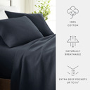 Full/Double Navy Jersey Knit Sheets - 100% Cotton - Ultra Soft - 4 Piece Sheet Set - Four Way Stretch