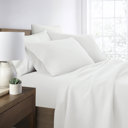 Full/Double White Jersey Knit Sheets - 100% Cotton - Ultra Soft - 4 Piece Sheet Set - Four Way Stretch