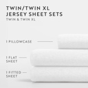 Full/Double White Jersey Knit Sheets - 100% Cotton - Ultra Soft - 4 Piece Sheet Set - Four Way Stretch