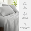 King Light Gray Jersey Knit Sheets - 100% Cotton - Ultra Soft - 4 Piece Sheet Set - Four Way Stretch