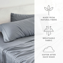 California King Gray Linen Bamboo-Blend Breathable Luxury Bed Sheet Set