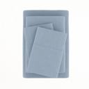 California King Light Blue Linen Bamboo-Blend Breathable Luxury Bed Sheet Set