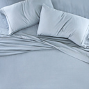 California King Light Blue Linen Bamboo-Blend Breathable Luxury Bed Sheet Set