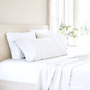 California King White Linen Bamboo-Blend Breathable Luxury Bed Sheet Set