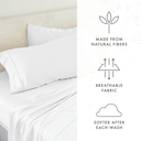 California King White Linen Bamboo-Blend Breathable Luxury Bed Sheet Set