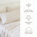 Full/Double Natural Linen Bamboo-Blend Breathable Luxury Bed Sheet Set