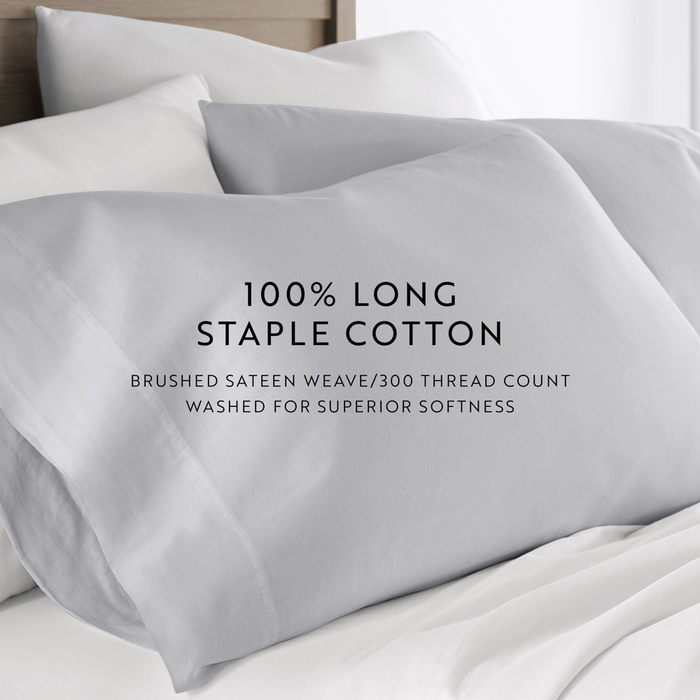 2-Pack Cotton Pillowcases 300 Thread Count in Essential Colors